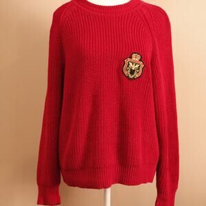 Vintage Le Moda Sport Women's LS Crested Preppy Sweater, Cardinal Red sz M